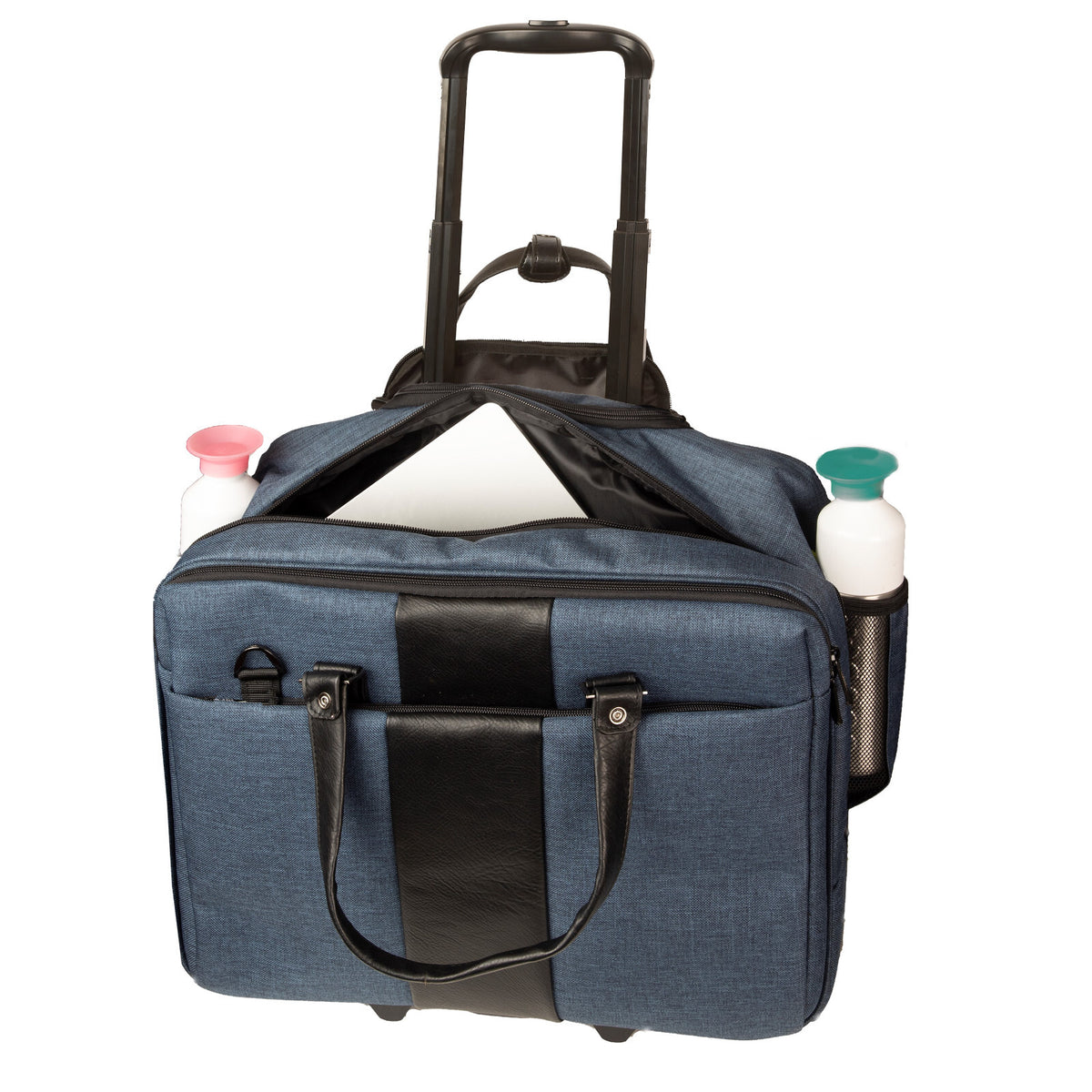 Dermata Office Case Trolley 46x37x21 cm | Laptopfach 17" | Polycanvas | Business Reisetasche mit Rollen & Organizer petrol