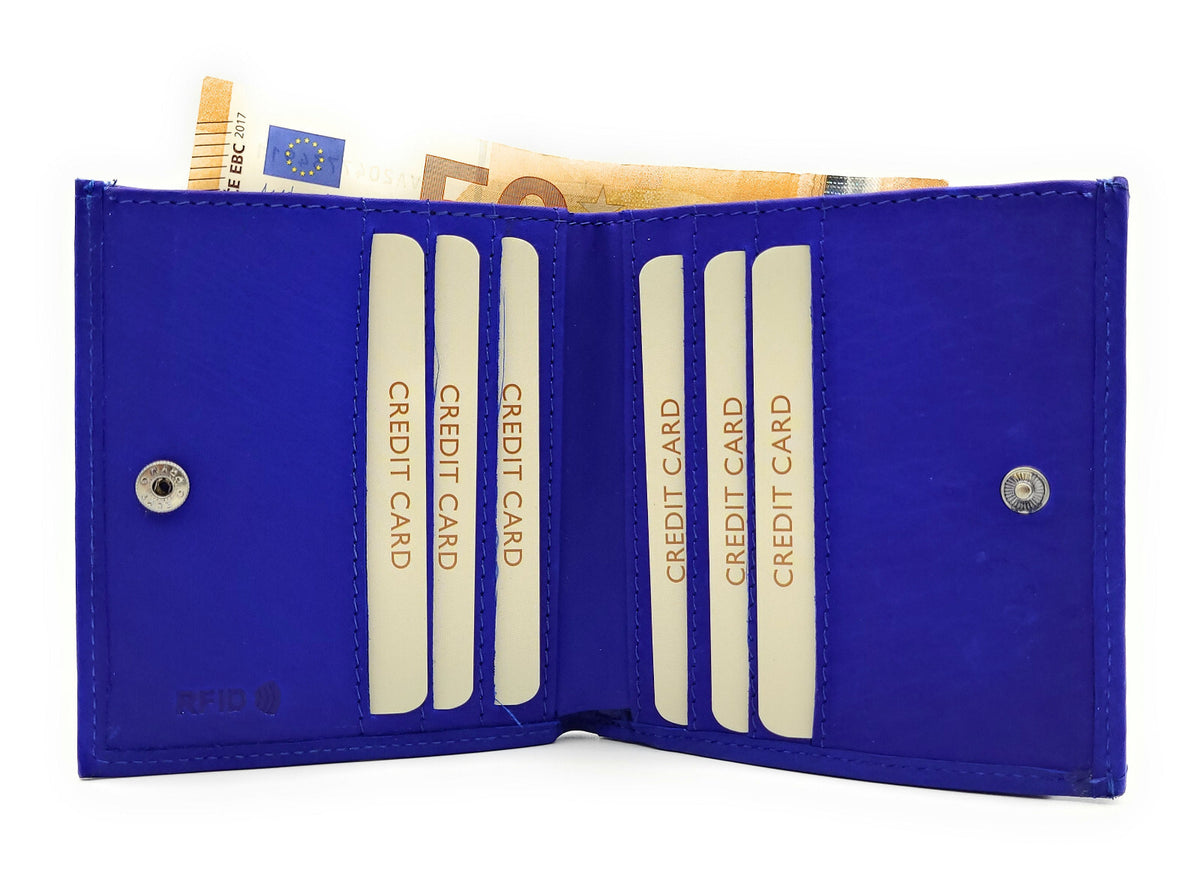 Jockey Club echt Leder Geldbörse Portemonnaie Wiener Schachtel RFID Schutz royal blau