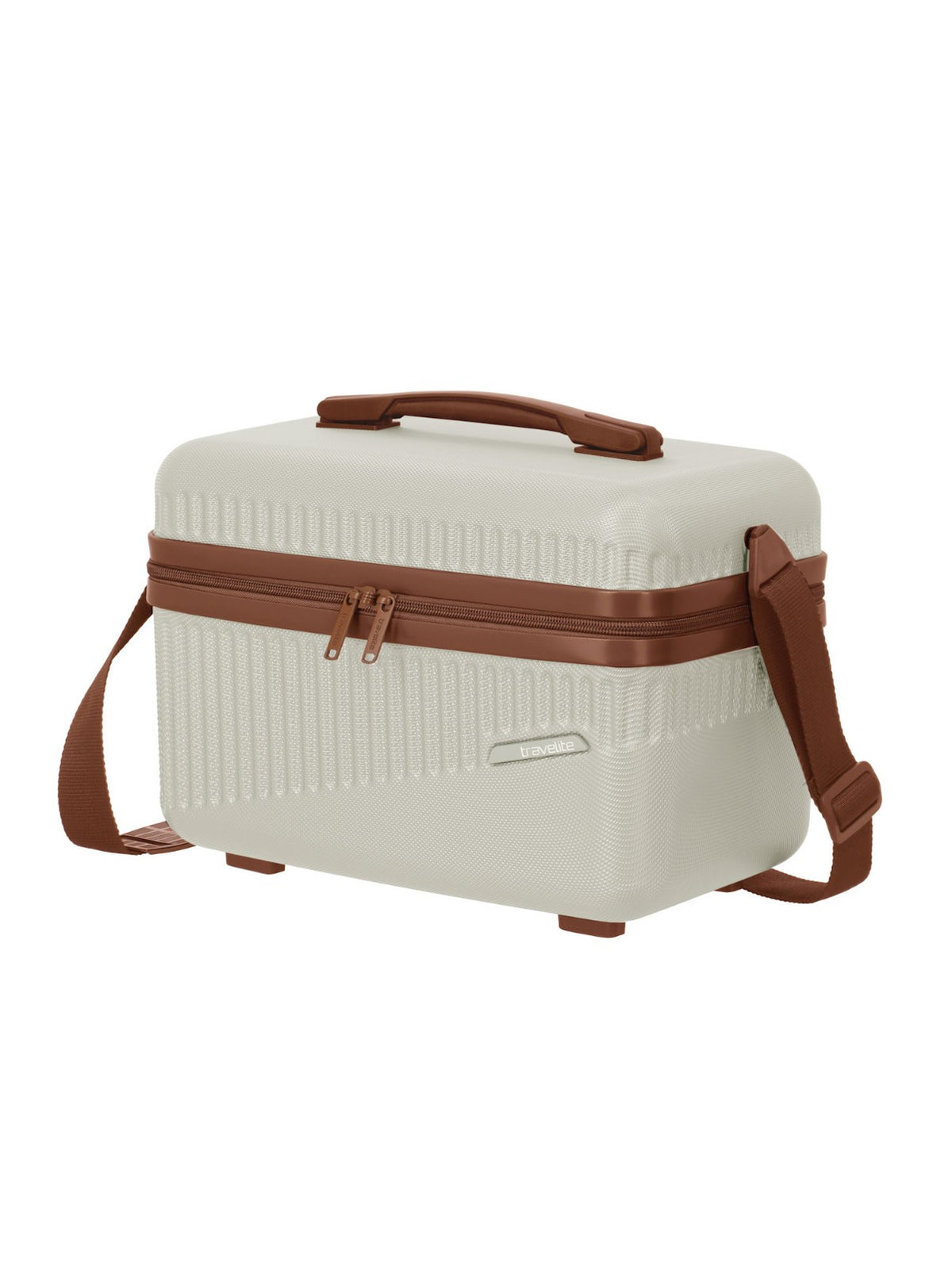 Travelite Bali Beautycase Kosmetikkoffer Kulturtasche Bordtasche weiß cognac