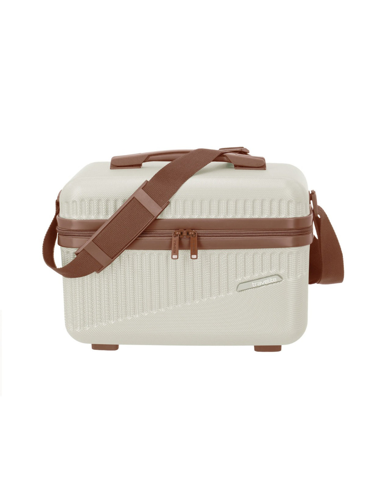 Travelite Bali Beautycase Kosmetikkoffer Kulturtasche Bordtasche weiß cognac