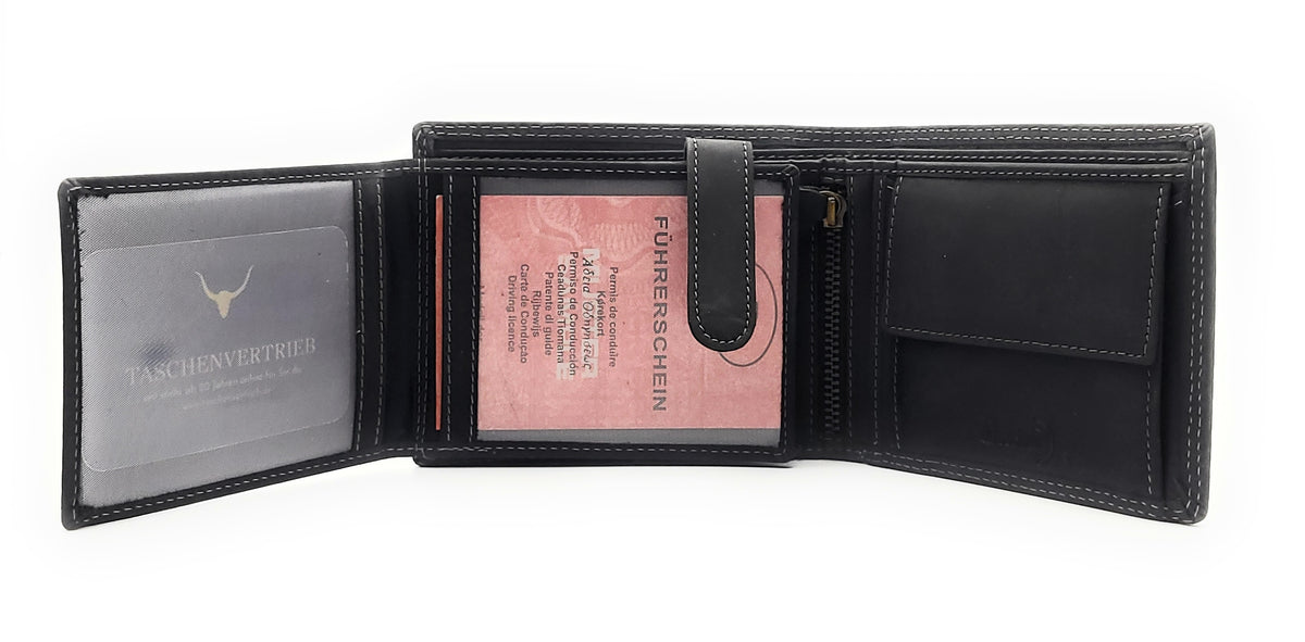 Jockey Club Basic echt Leder Geldbörse Portemonnaie Totenkopf Skull mit RFID NFC Schutz