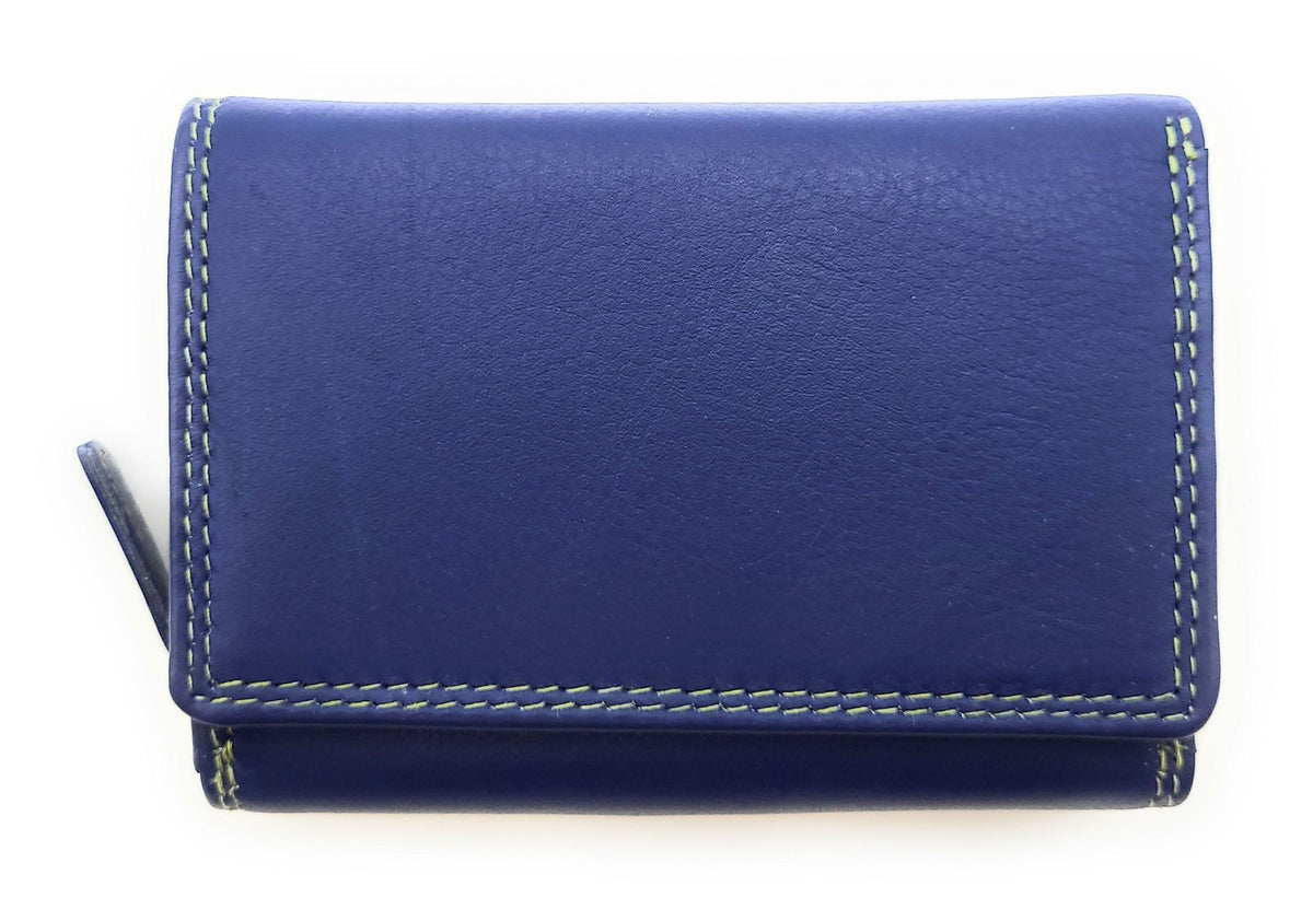 Jockey Club Rio Piccolino Damen Mini Geldbörse Leder RFID-Schutz Münzfach tropische Farben blau / bunt