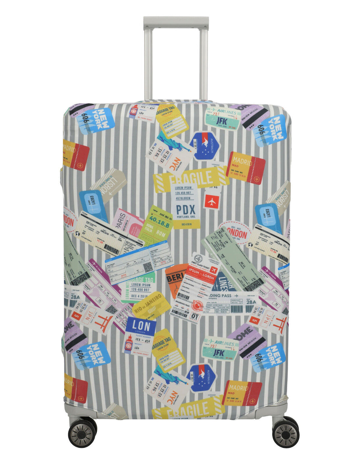 Travelite Kofferschutzhülle Kofferhülle L für große Koffer bis max 77x52x29cm Tickets