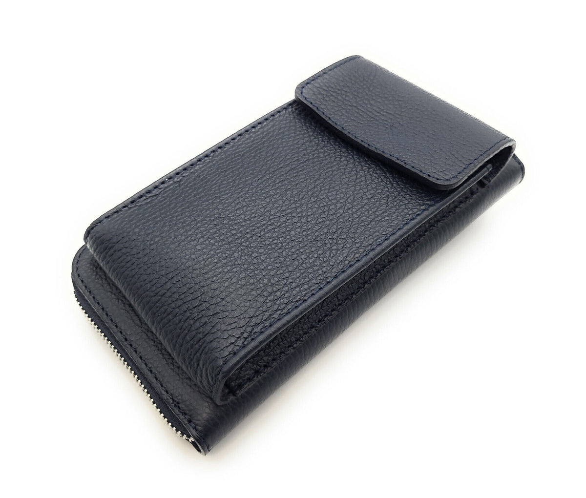 echt Leder Handybörse Smartphonetasche Geldbörse Umhängetasche made in Italy navy blau