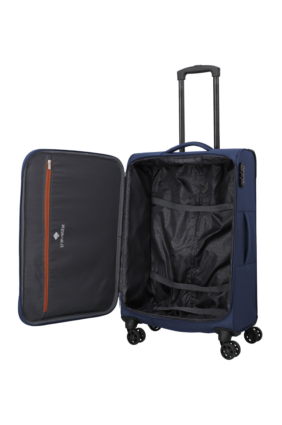 Travelite Priego Trolley M 66 cm – Reisekoffer mit 4 Rollen & TSA-Schloss navy