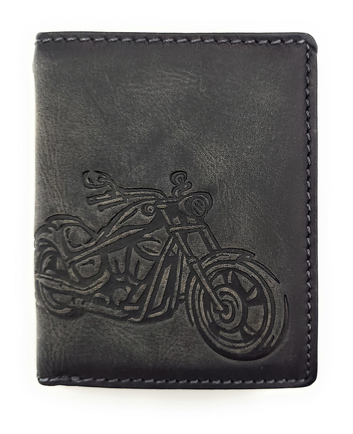 Jockey Club Mini-Geldbörse aus Büffelleder mit Motorrad-Prägung & RFID-Schutz – Kompakt, robust & mit Kettenöse