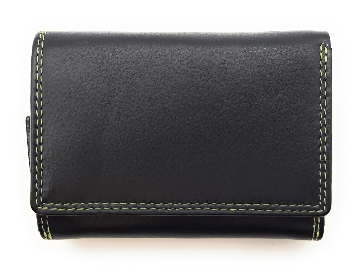 Jockey Club Rio Piccolino Damen Mini Geldbörse Leder RFID-Schutz Münzfach tropische Farben schwarz / bunt