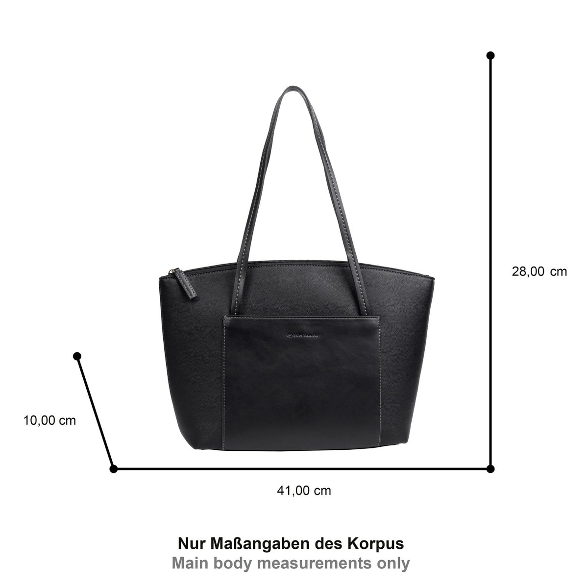 Tom Tailor Damen Zip Shopper L "Amaris" – eleganter Shopper mit Reißverschluss und DIN-A4-Format Handtasche schwarz