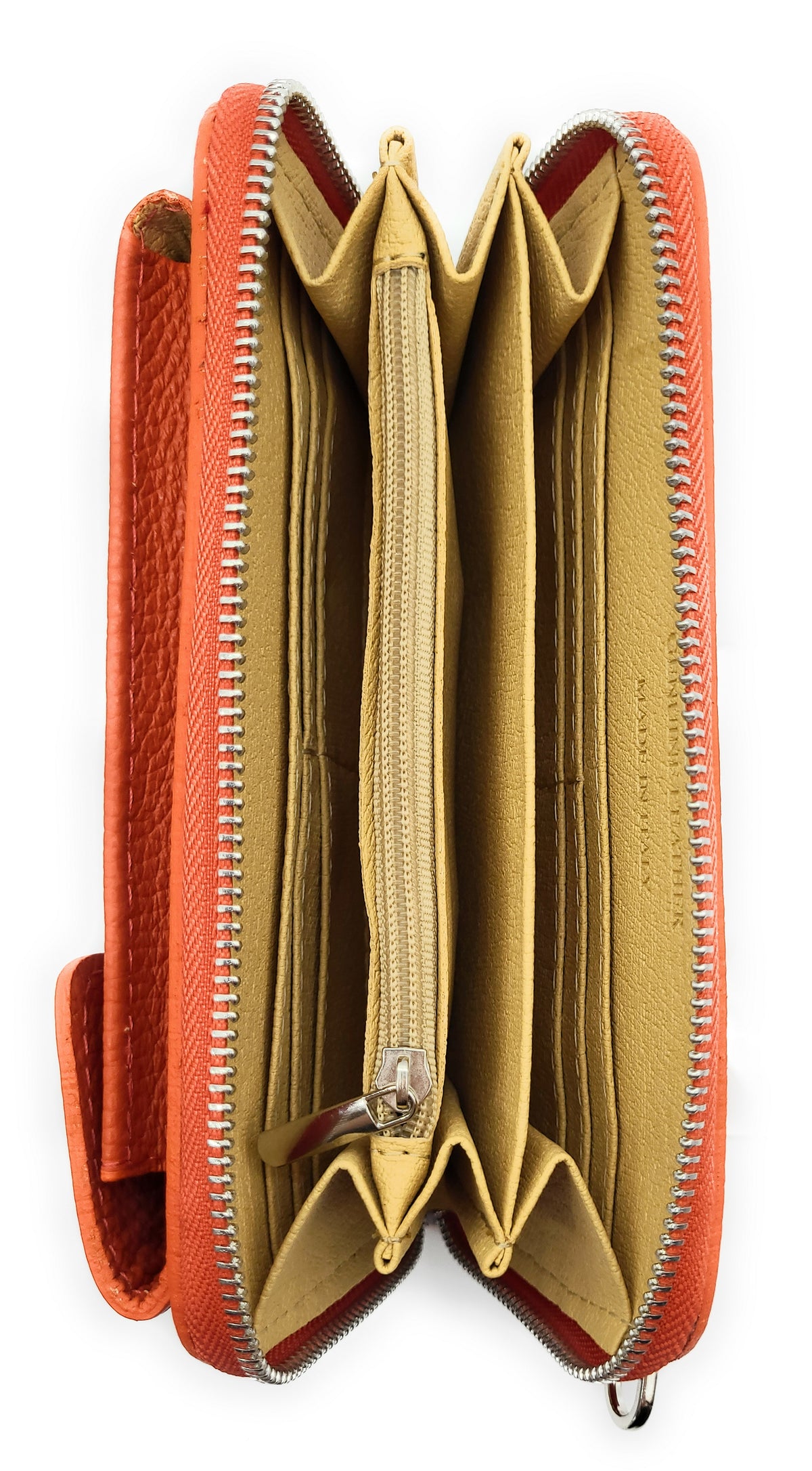Leder Handytasche mit Geldbörse | Smartphone Umhängetasche Made in Italy amber orange