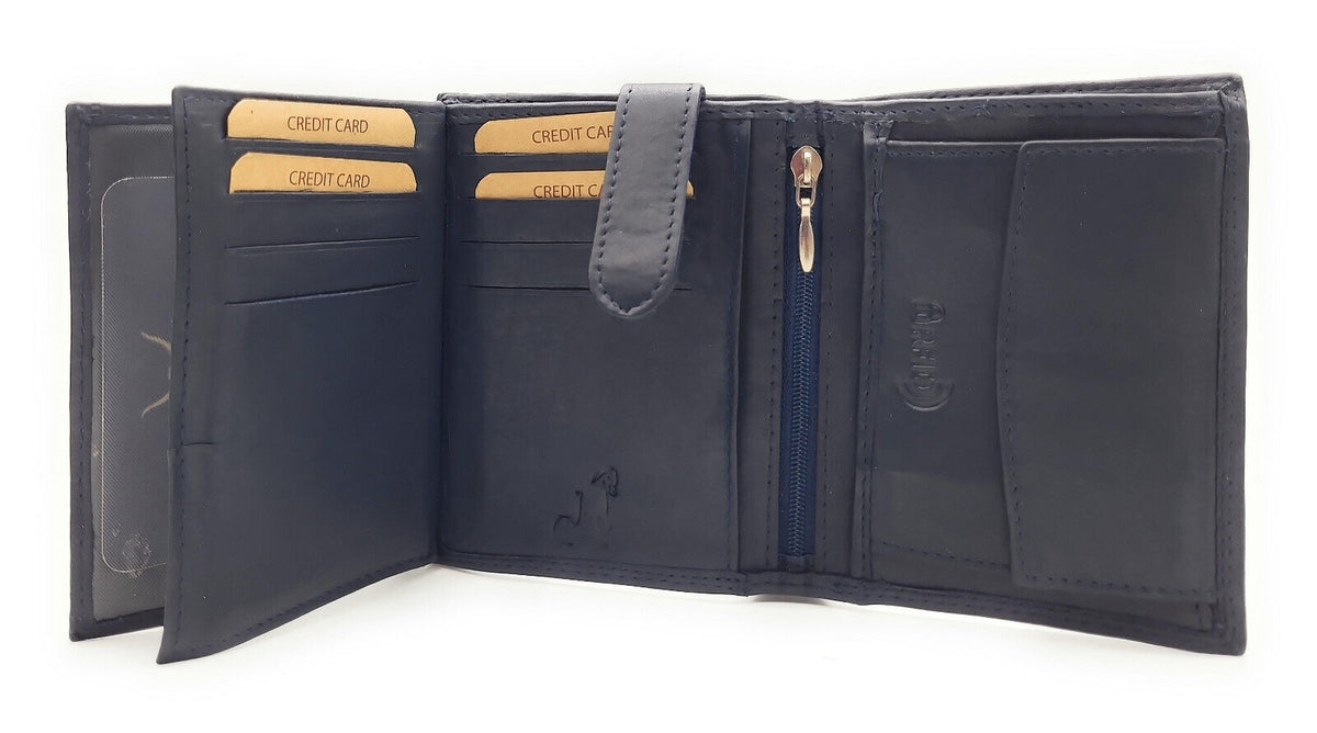 Jockey Club Basic echt Leder Geldbörse Portemonnaie Geldbeutel RFID Schutz navy blau