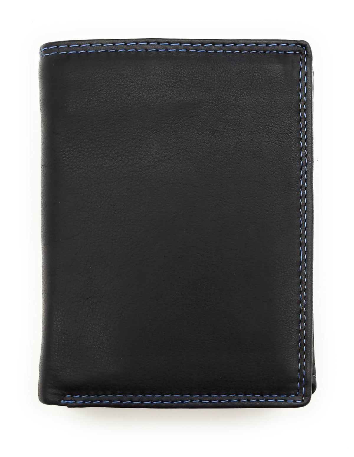 Jockey Club Basic Geldbörse aus Rindleder mit RFID-Schutz, Reißverschlussfach, 6 Kartenfächern, 2 Sicht- & 2 Einsteckfächern, Münzfach & Doppelnaht schwarz royal