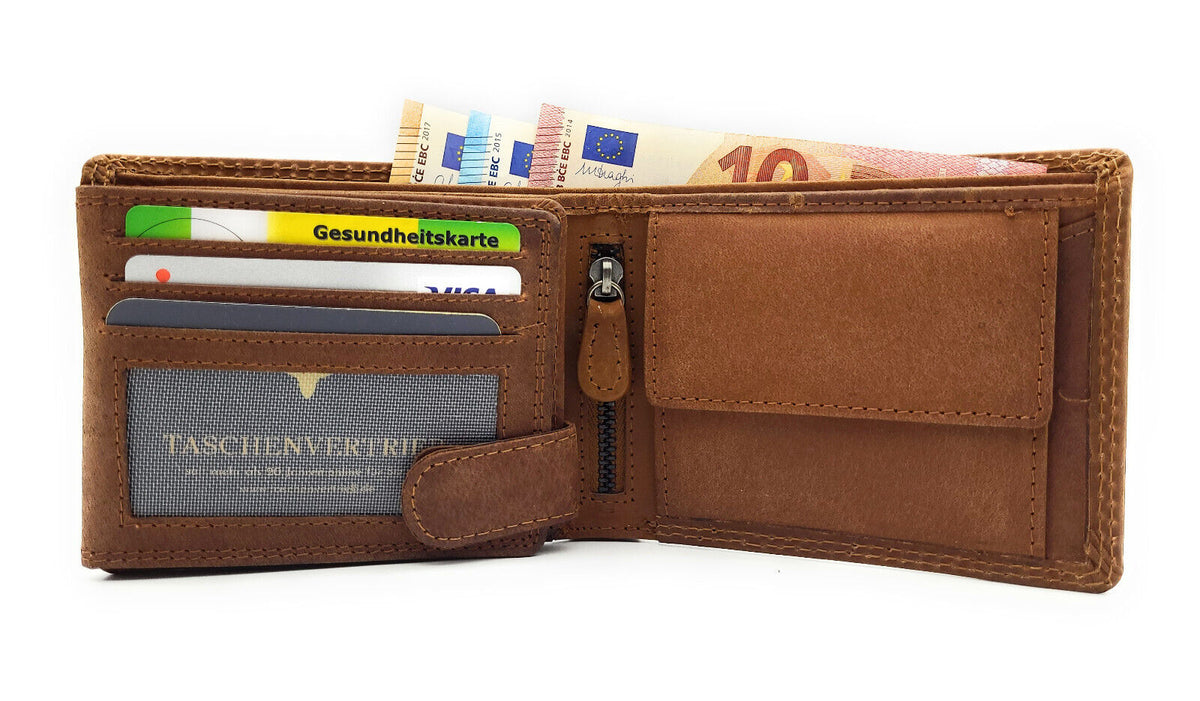 Leder Geldbörse RFID Schutz | Anker Motiv Maritim | Hunterleder Braun | Lemasi