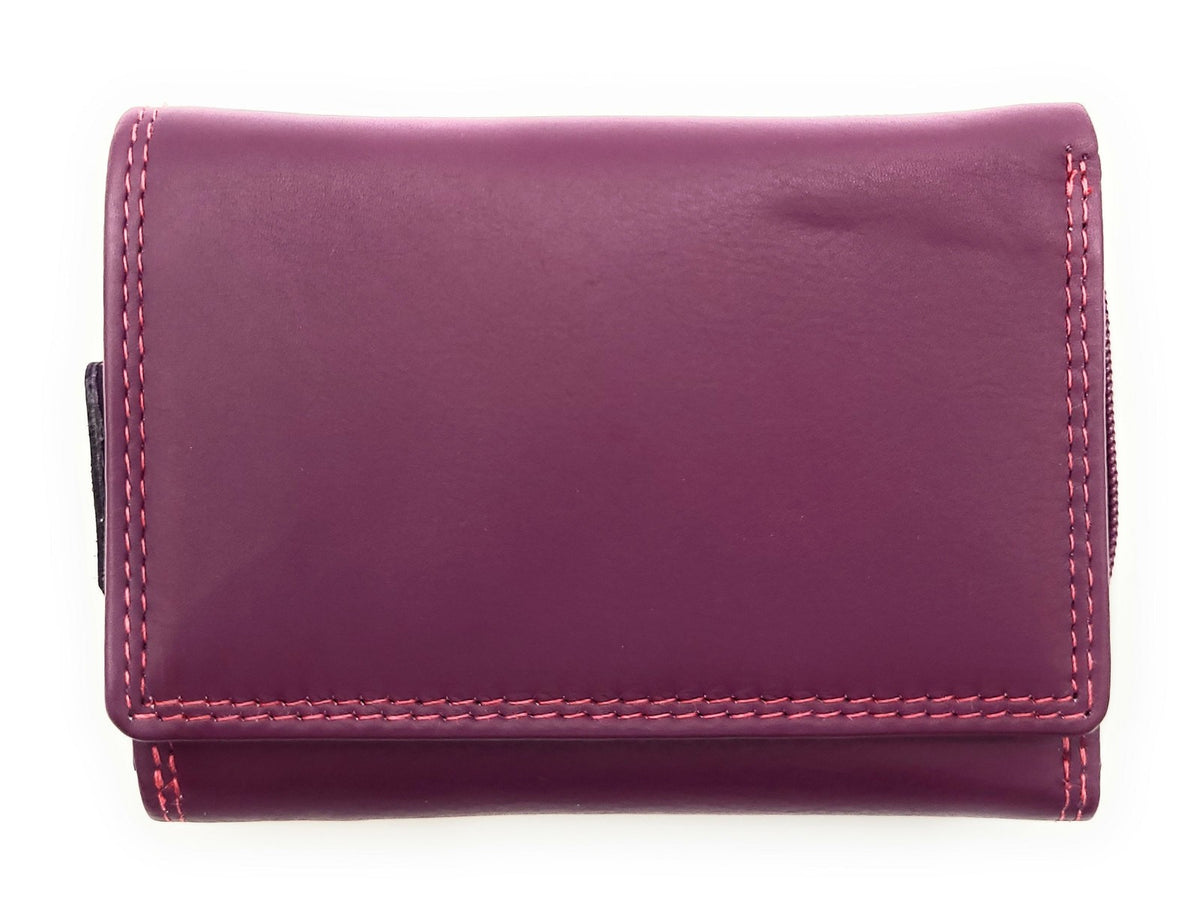 Jockey Club Rio Piccolino Damen Mini Geldbörse Leder RFID-Schutz Münzfach tropische Farben beere / bunt