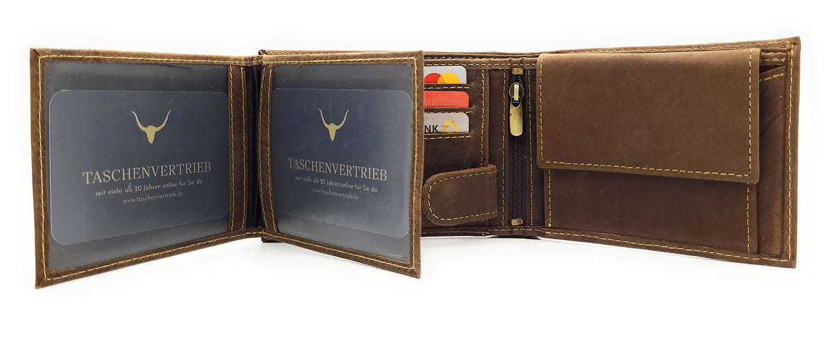 Green Deed Geldbörse aus Hunterleder – Dunkelbraun mit geprägtem Hirsch & RFID-Schutz