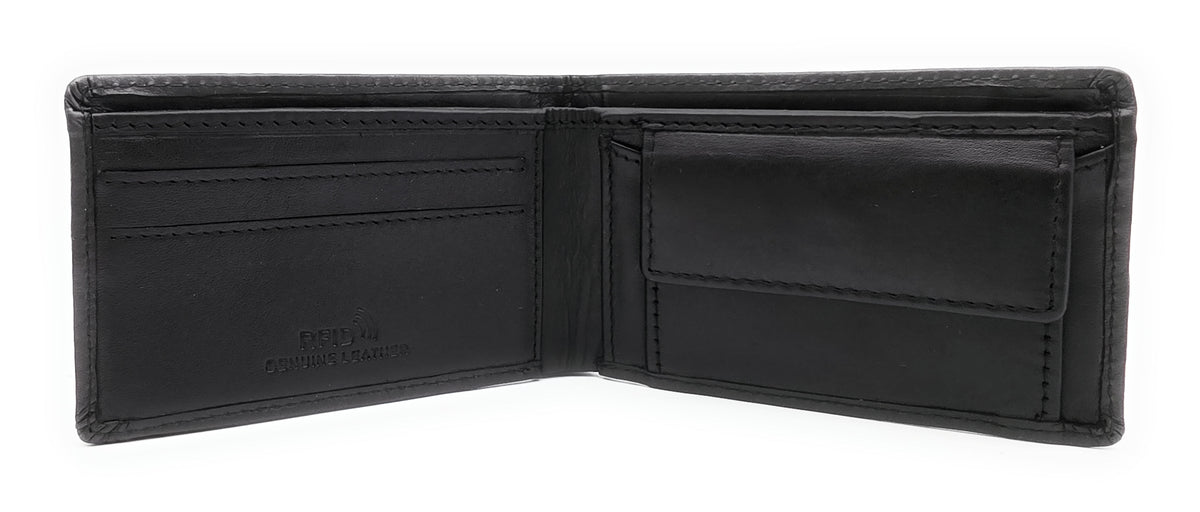 Lemasi Mini Geldbörse Nappaleder Schwarz – RFID-Schutz, 6 Kartenfächer