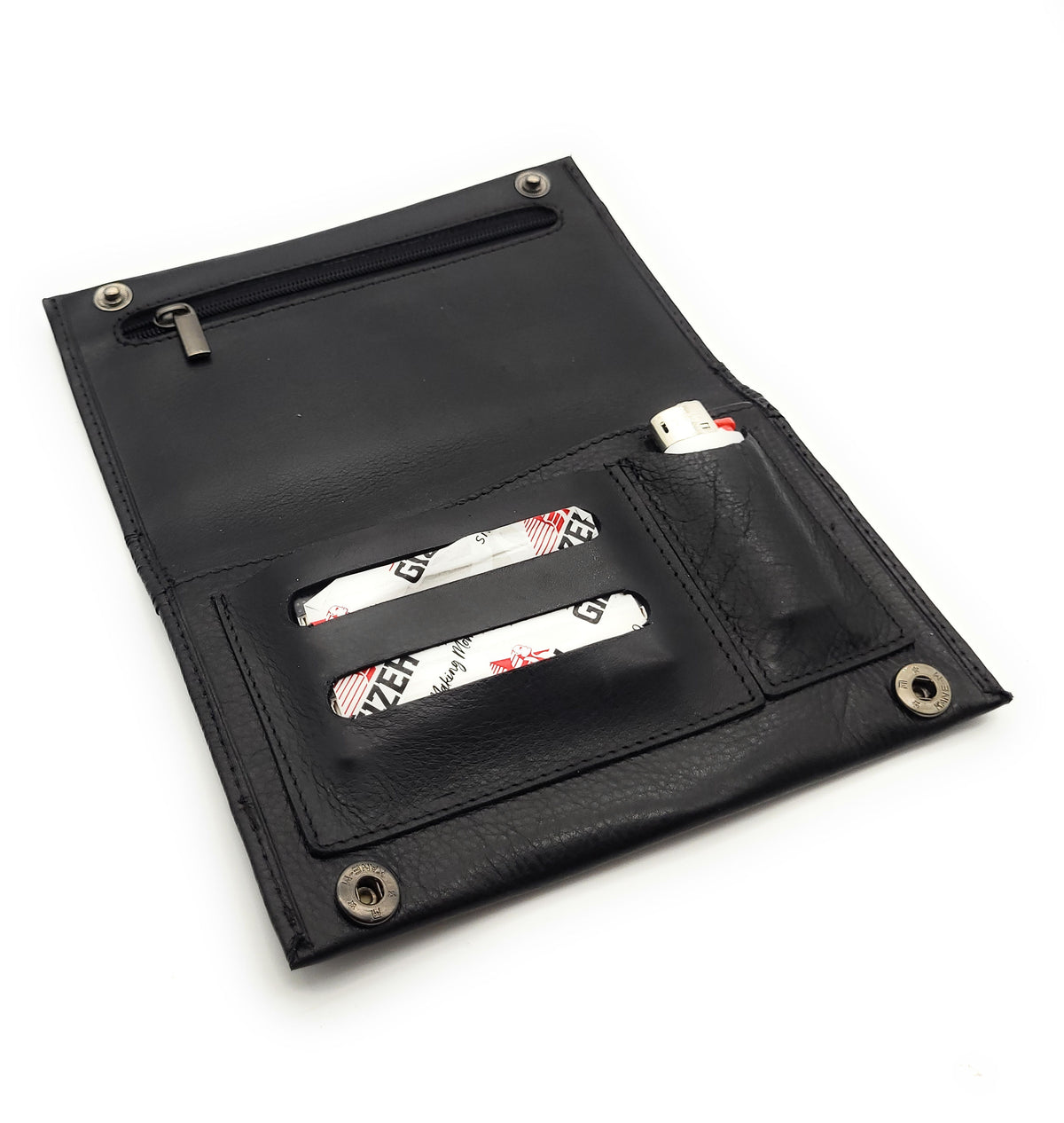 echt Leder Tabakbeutel Tabaktasche Tabak Etui Beutel Kautschuk gefüttert "Fresh" schwarz