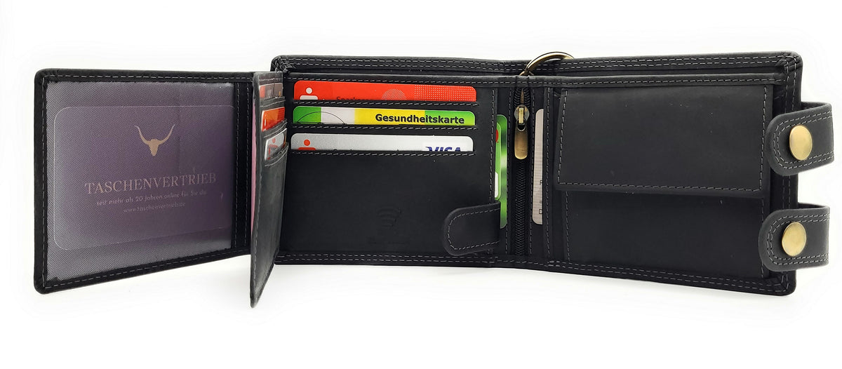 Biker Geldbörse mit Kette RFID Schutz Hunterleder Portemonnaie mit Außenriegeln zum Einführungspreis