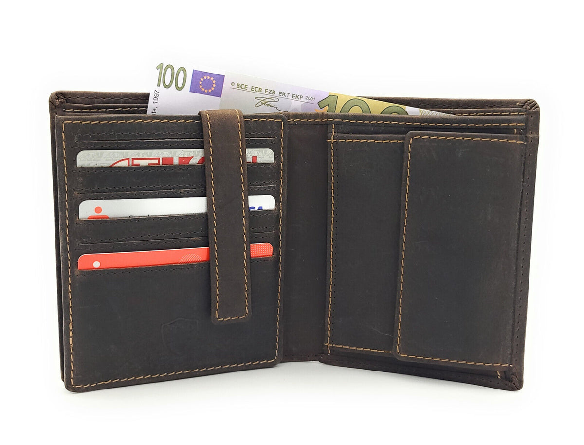 Jockey Club Echt Vollrindleder Geldbörse mit RFID-Schutz – 18 Kartenfächer, 2 Geldscheinfächer, Münzfach
