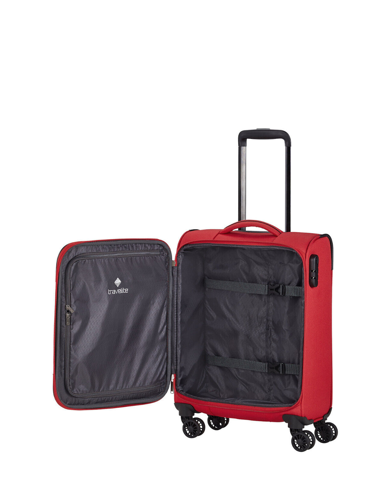 Travelite Chios Reisekoffer Trolley Bord-Koffer 55cm Handgepäck Bordgepäck 4Rad rot