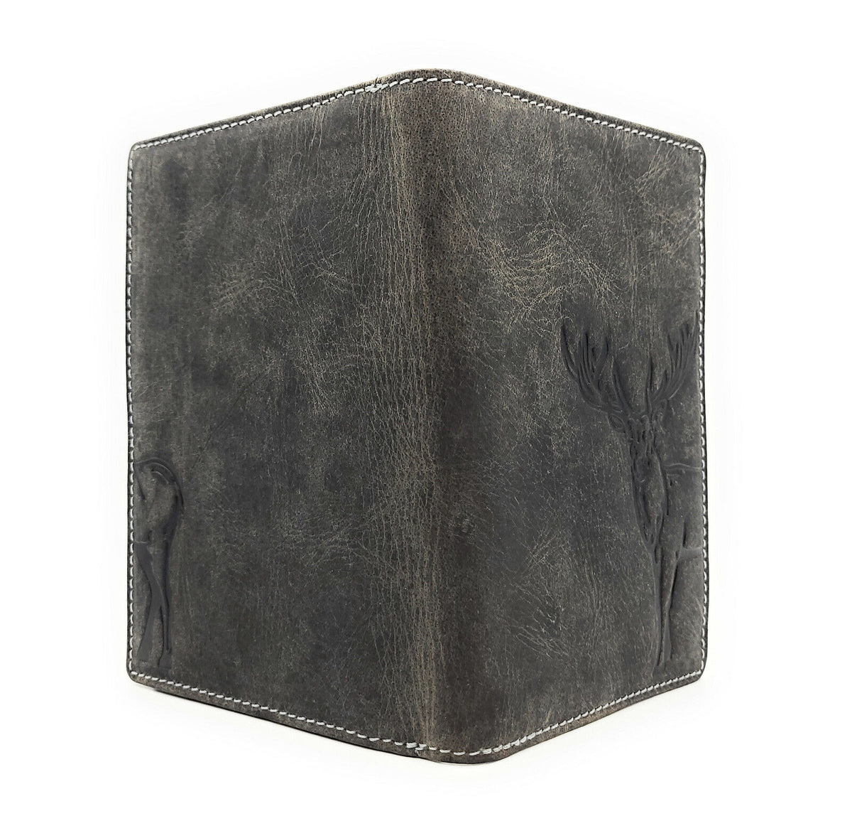 Jockey Club echt Leder Passhülle Etui Hülle Dokumenten Mappe Hunterleder Hirsch quattro grau