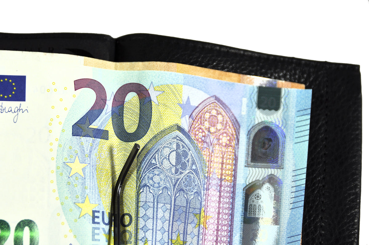 Jockey Club Dollarclip – Echt Nappaleder, Geldklammer, Mini Geldbörse, 3 Kartenfächer, Schwarz