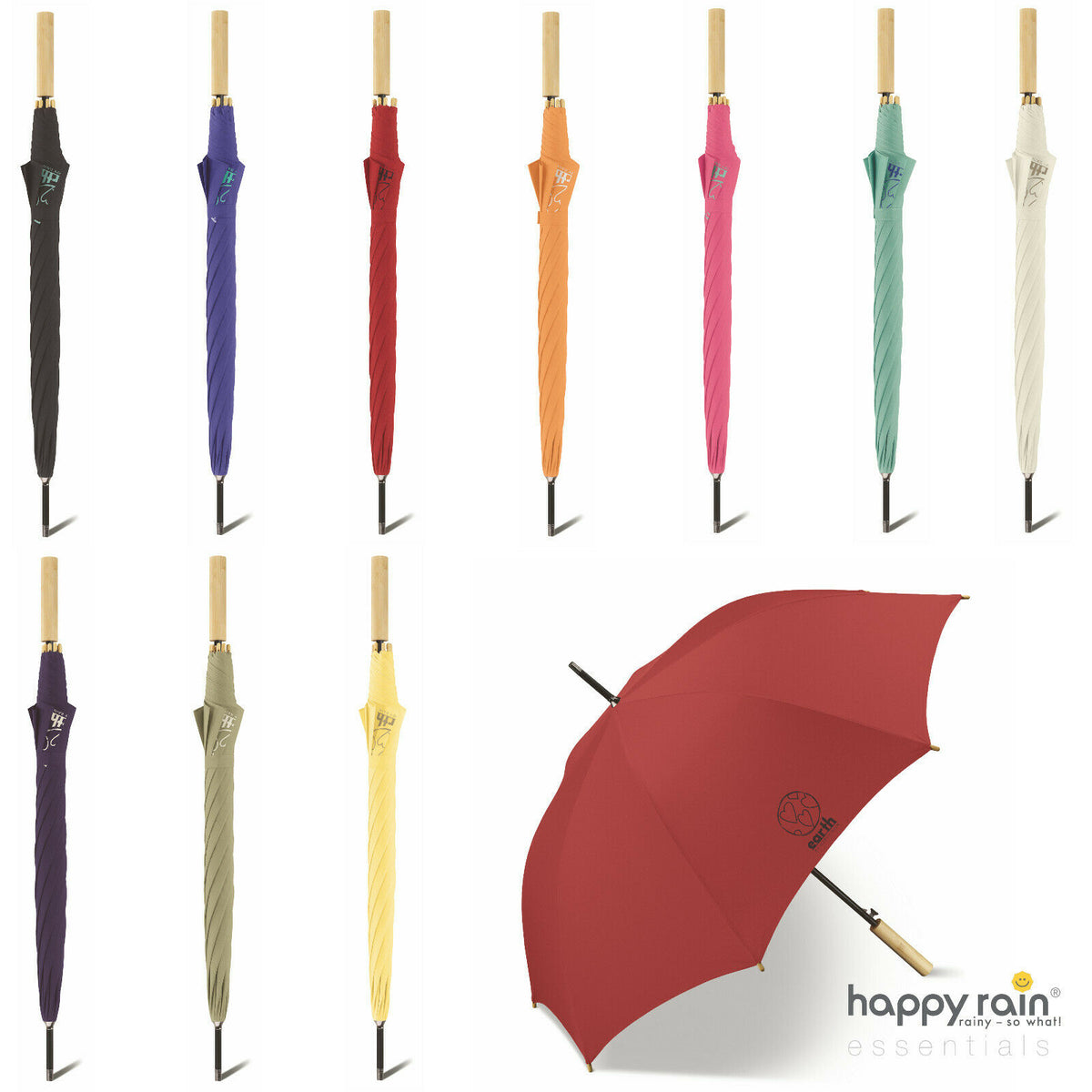 happy rain Earth Stockschirm | recyceltes Polyester & Bambusgriff