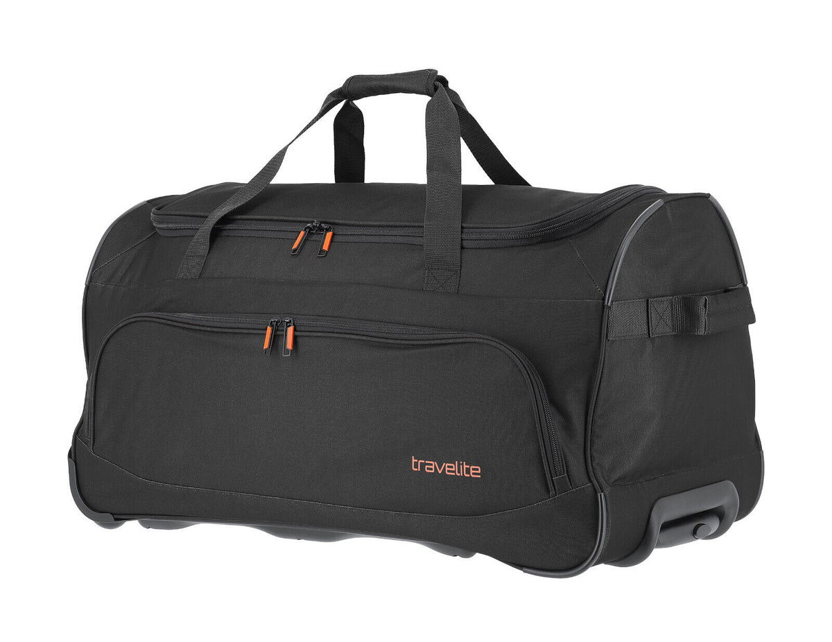 Travelite Basics Fresh Rollenreisetasche Schwarz, 89 Liter, mit zwei Rollen und Teleskopgriff