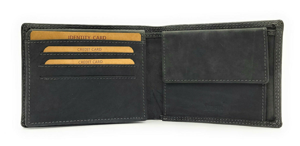 Jockey Club Basic echt Büffel Voll-Leder Geldbörse Portemonnaie Geldbeutel mit RFID NFC Schutz schwarz