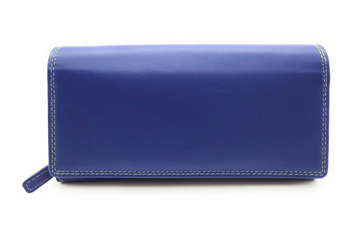 Jockey Club echt Leder Damen Geldbörse Portemonnaie Geldbeutel Nappaleder Rio blau / bunt