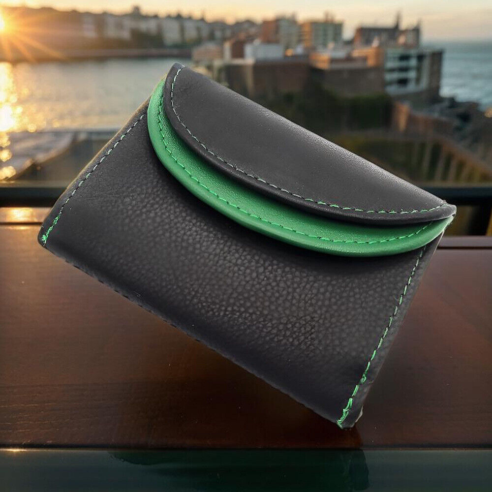 Jockey Club echt Leder Mini Geldbörse Wickelbörse Urlaubsbörse mit RFID Schutz schwarz tanne
