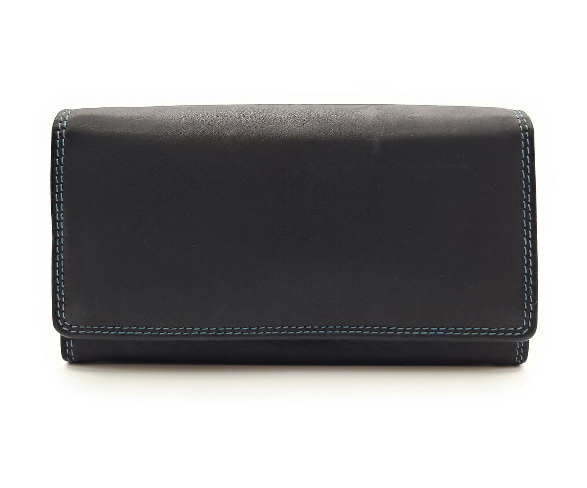 Jockey Club echt Leder Damen Geldbörse Portemonnaie mit RFID Schutz bicolor schwarz blau