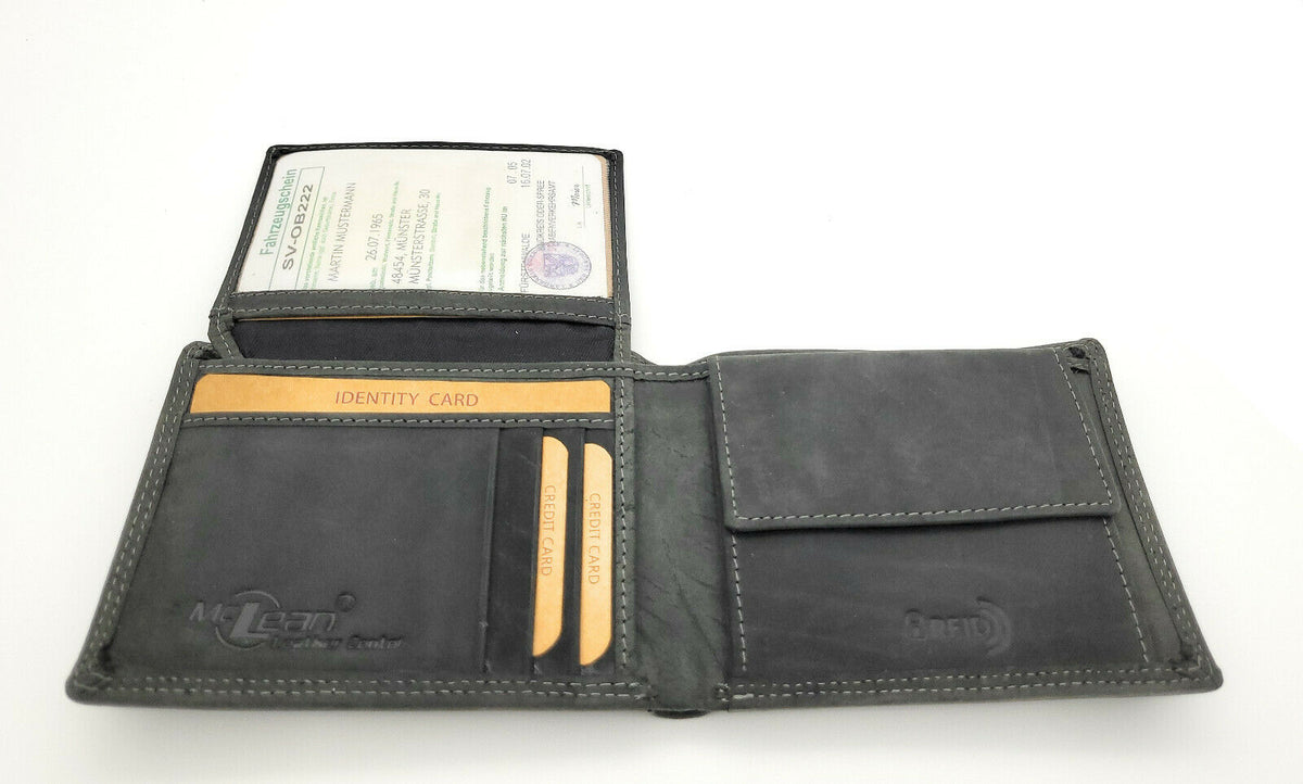 Jockey Club Basic echt Büffel Voll-Leder Geldbörse Portemonnaie Geldbeutel mit RFID NFC Schutz schwarz