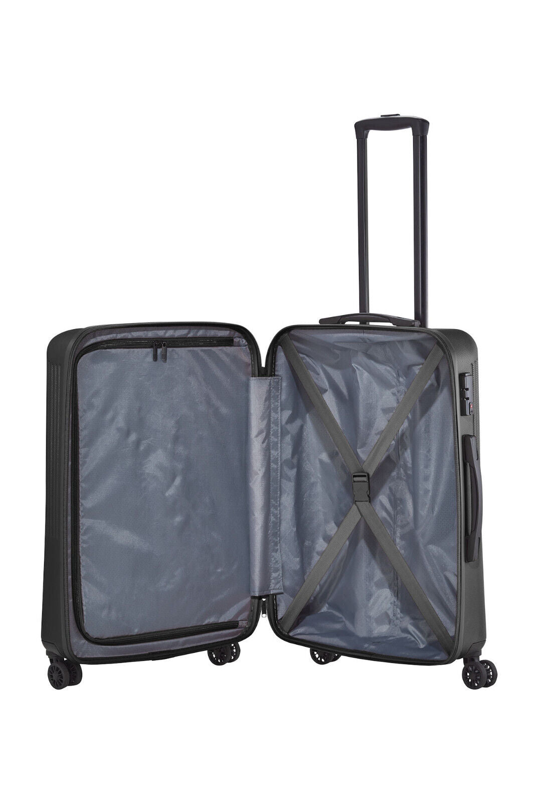 Travelite Bali Reisekoffer M Trolley Koffer 67cm 4 Rad / Rollen TSA Hartschale schwarz