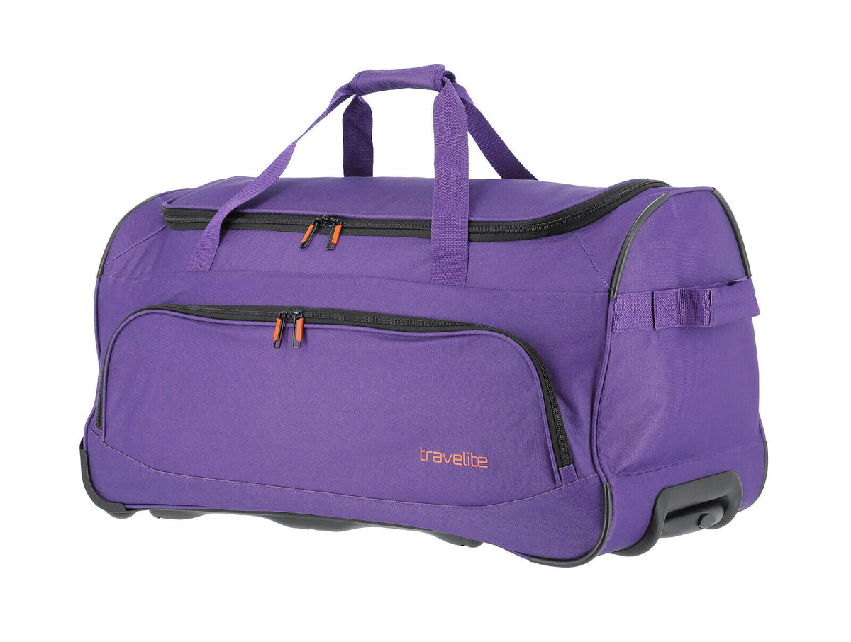 Travelite Basics Fresh Rollenreisetasche Lila, 89 Liter, mit zwei Rollen und Teleskopgriff