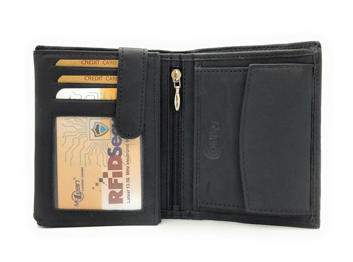 Jockey Club Leder Geldbörse mit RFID-Schutz – Rindleder, schwarz