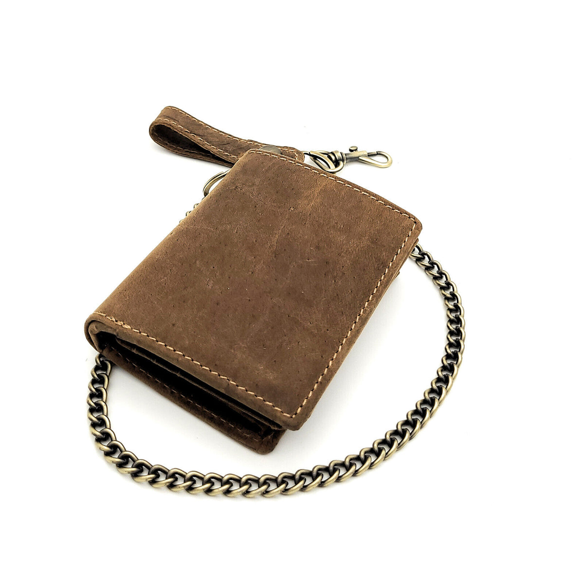 Jockey Club echt Leder Biker Geldbörse Portemonnaie mit Kette RFID Schutz cognac braun