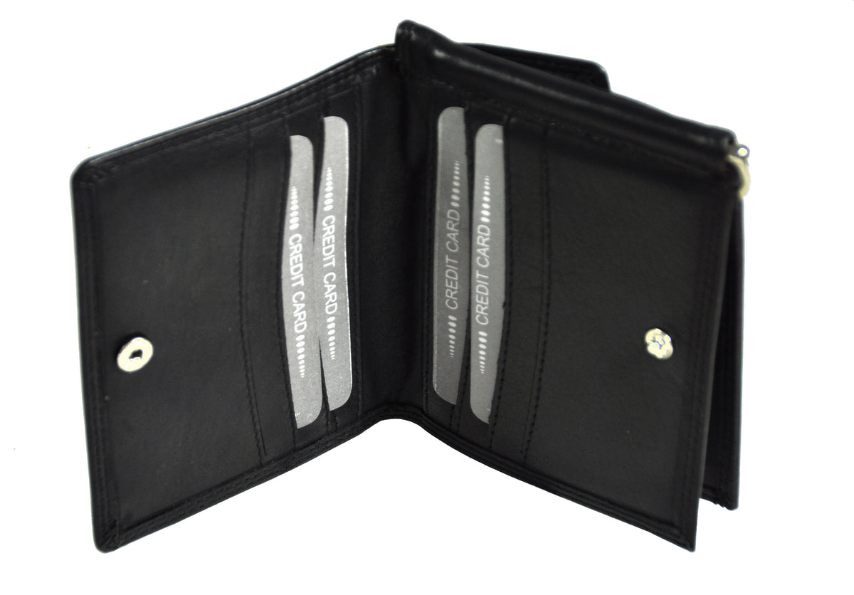 Jockey Club RFID-Geldbörse mit Dollarclip aus echtem Nappaleder – Schwarz