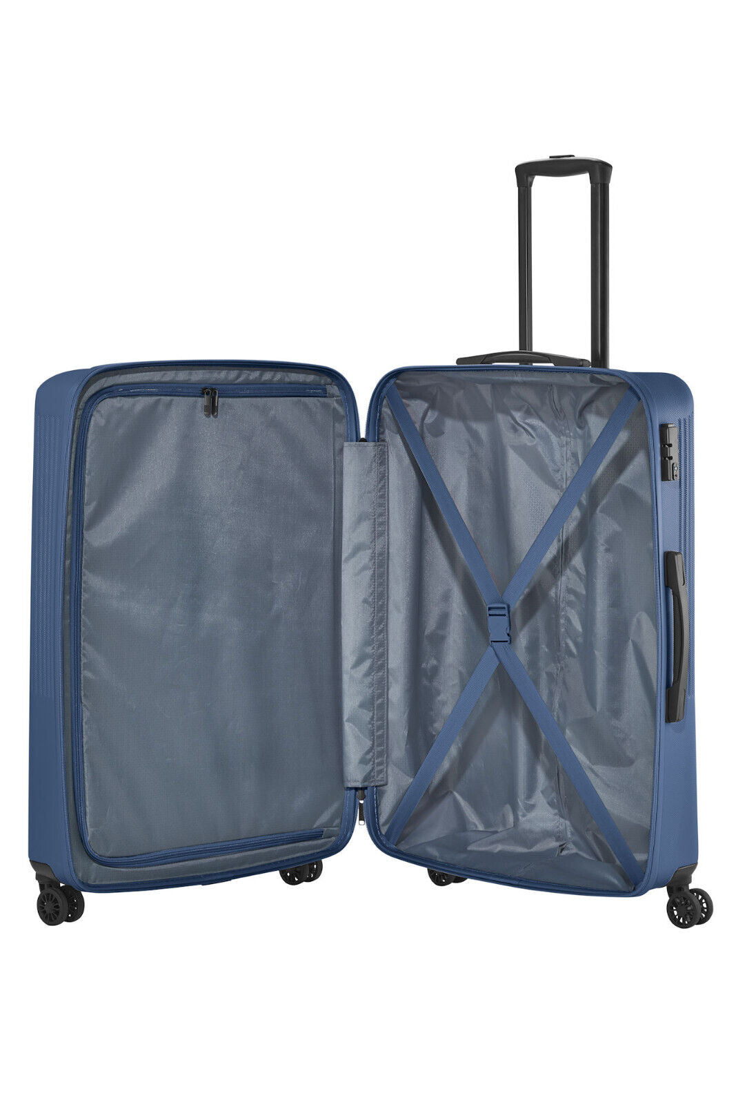 Travelite Bali Reisekoffer L Trolley Koffer 77cm 4 Rad / Rollen TSA Hartschale blau