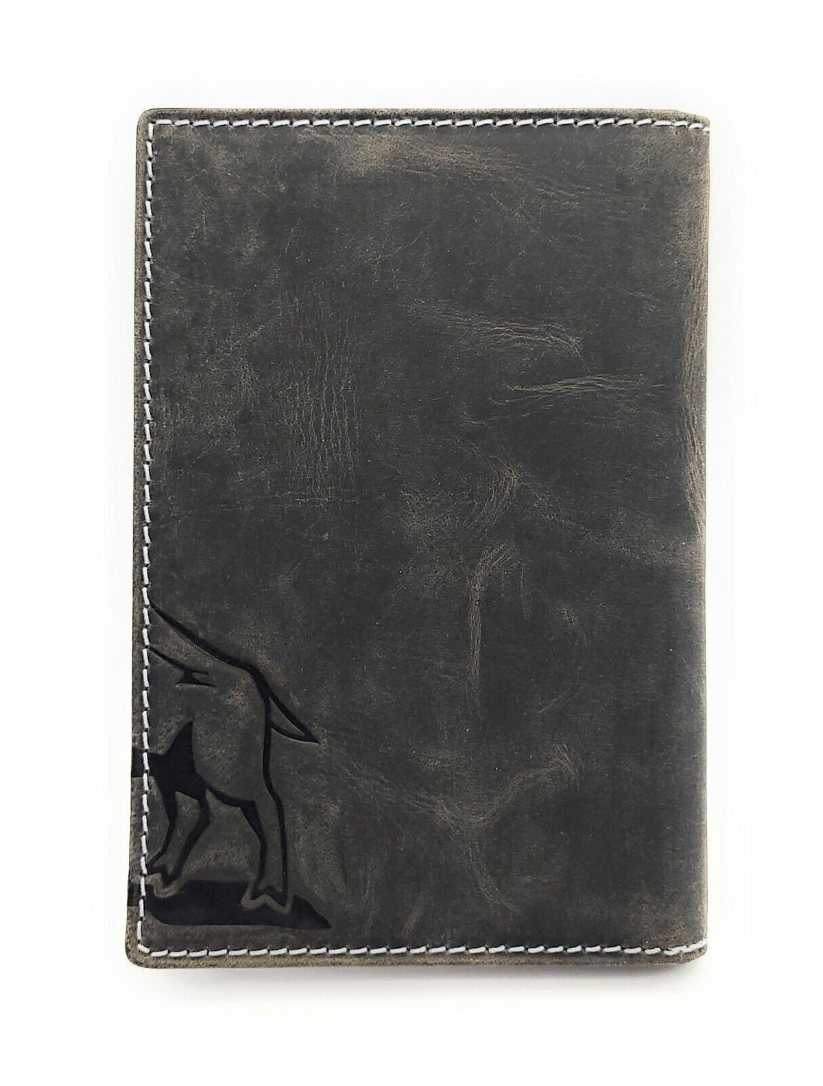 Jockey Club echt Leder Passhülle Etui Dokumenten Mappe für Jagdschein Waffenbesitzkarte usw. Quattro Wildsau grau