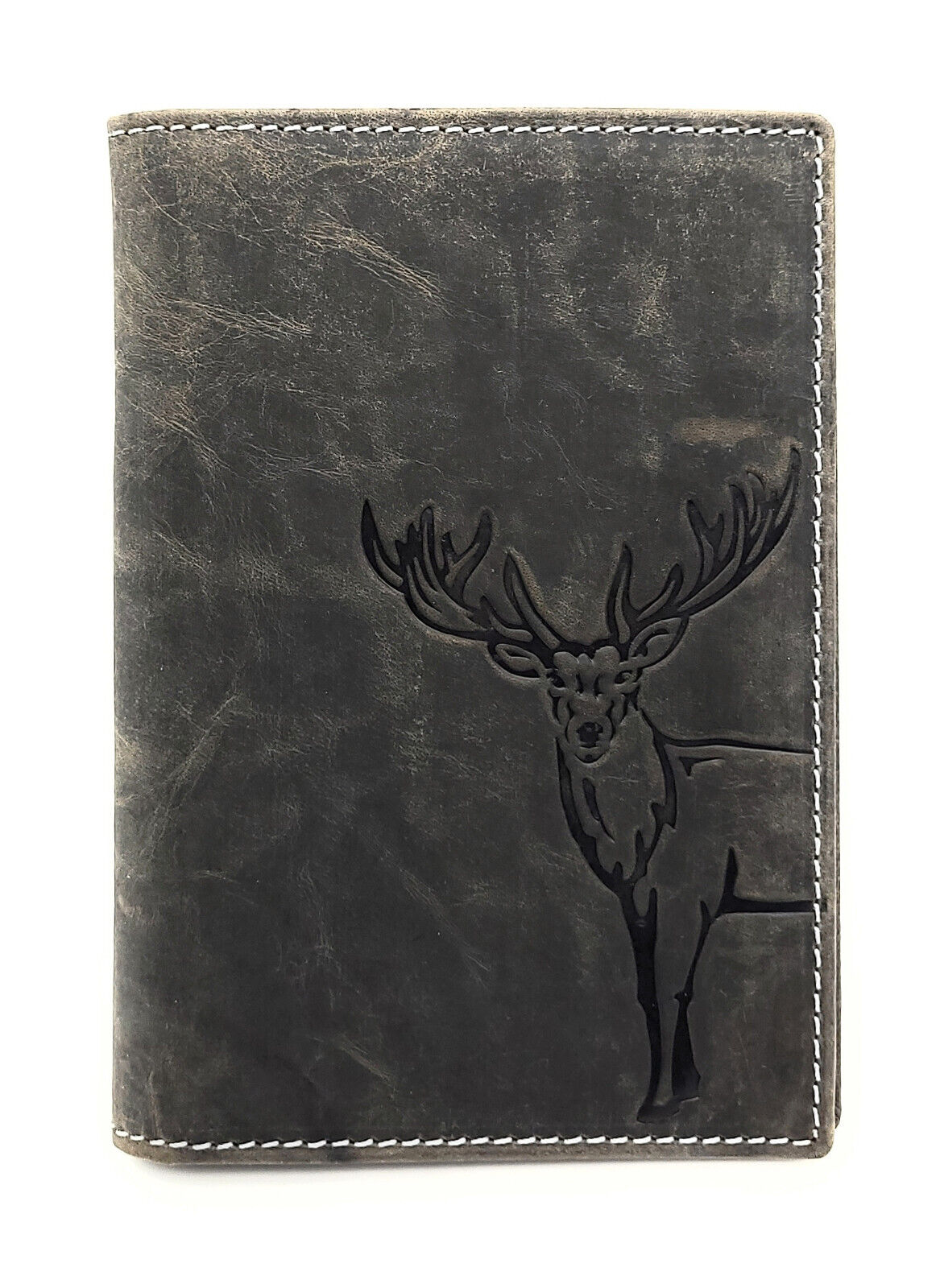 Jockey Club echt Leder Passhülle Etui Hülle Dokumenten Mappe Hunterleder Hirsch duo grau