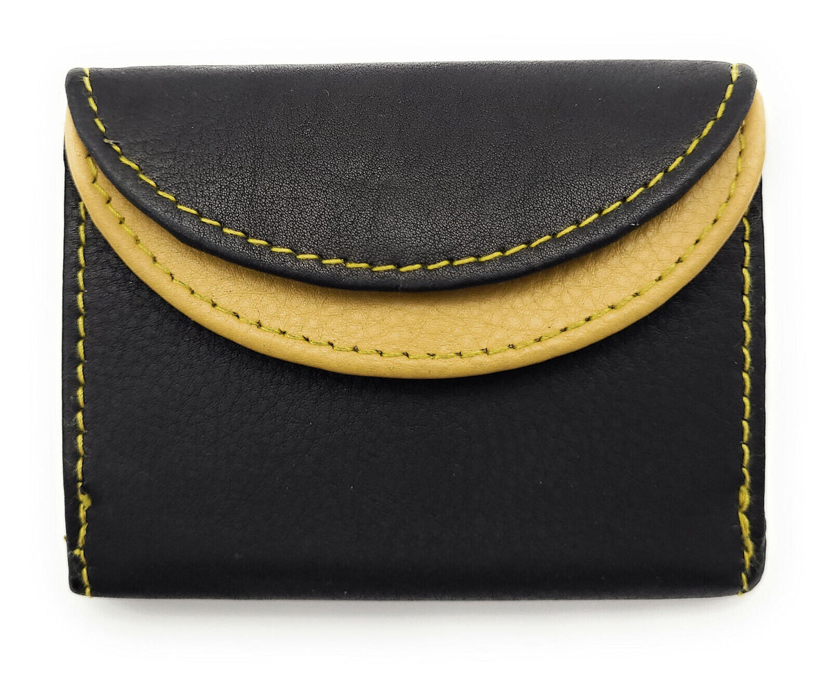 Jockey Club echt Leder Mini Geldbörse Wickelbörse Urlaubsbörse mit RFID Schutz schwarz curry