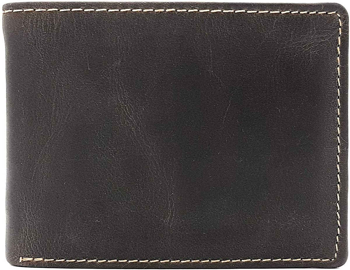 Jockey Club rustikale echt Vollrind-Leder Geldbörse Portemonnaie Geldbeutel mit RFID NFC Schutz braun