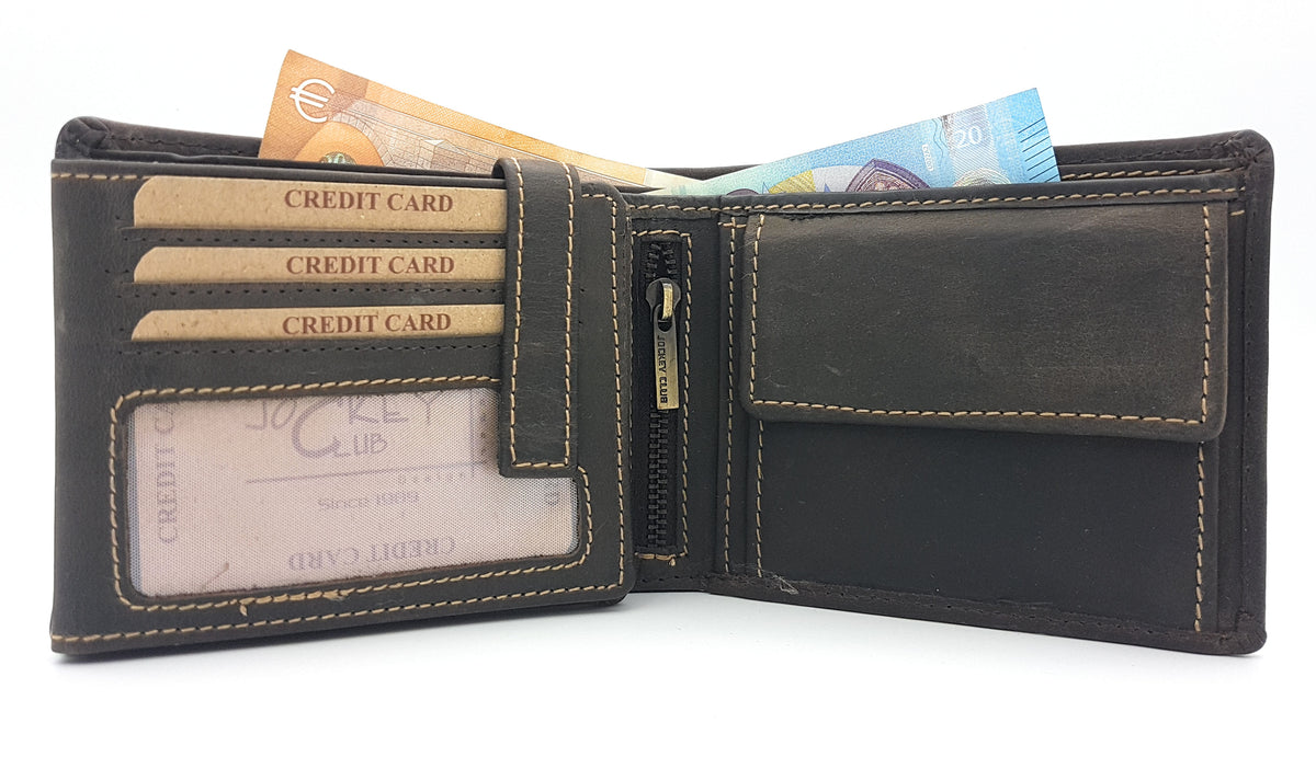 Jockey Club echt Leder Hunter Portemonnaie Geldbörse Geldbeutel Toro braun mit RFID Schutz