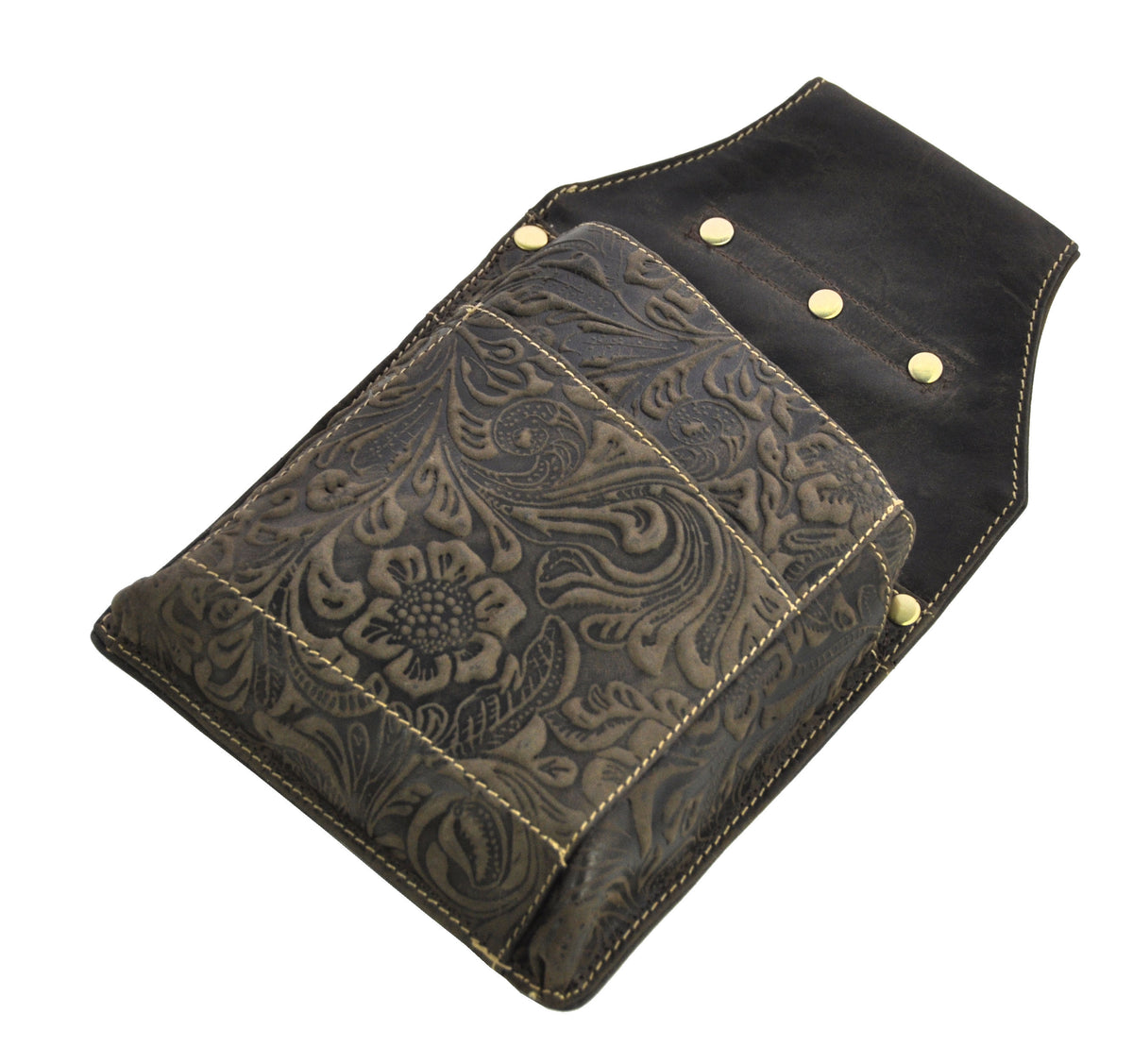 Jockey Club Kellner Holster | Kellnertasche & Köcher aus echt Leder – floral geprägt