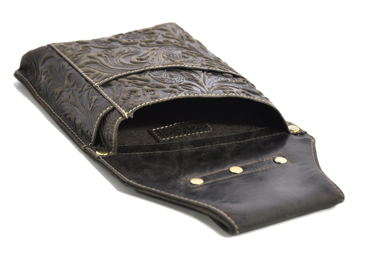 Jockey Club Kellner Holster | Kellnertasche & Köcher aus echt Leder – floral geprägt