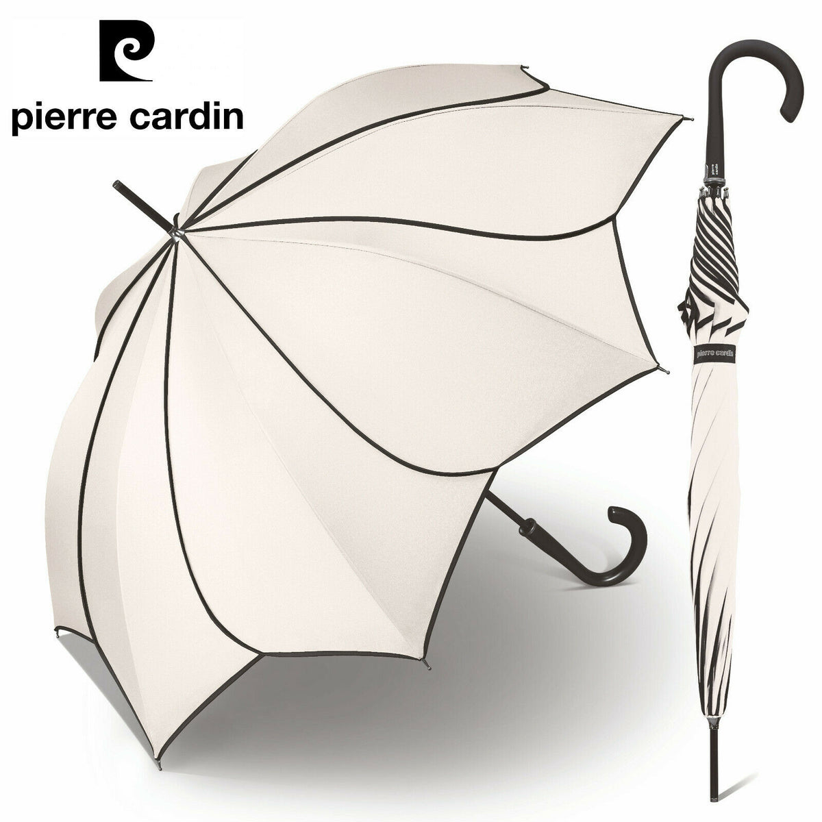 Pierre Cardin Damen Regenschirm Automatik Hochzeit – Blütendach Schwarz-Weiß Sunflower