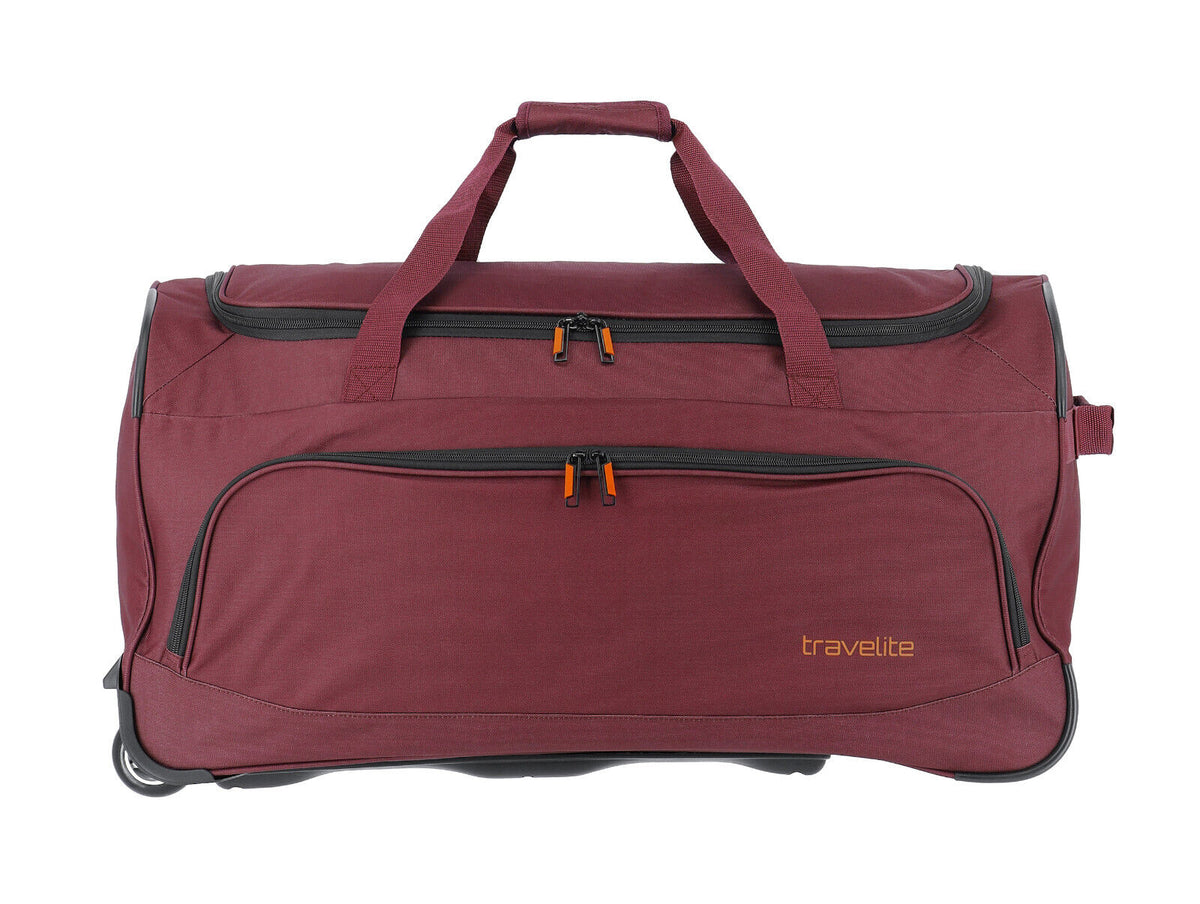 Travelite Basics Fresh Rollenreisetasche in Bordeauxrot, 89 Liter, mit zwei Rollen und Teleskopgriff