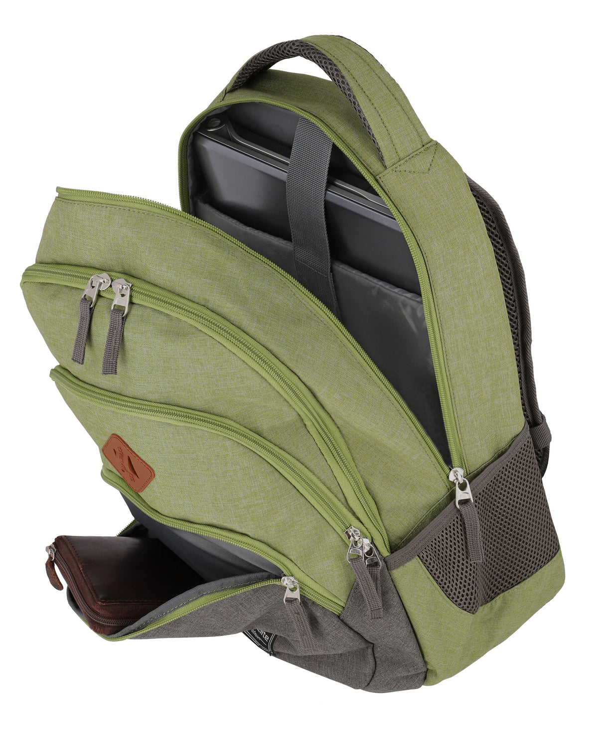 Travelite Basics Rucksack Grün-Grau Innenansicht mit 15,6 Zoll Laptopfach