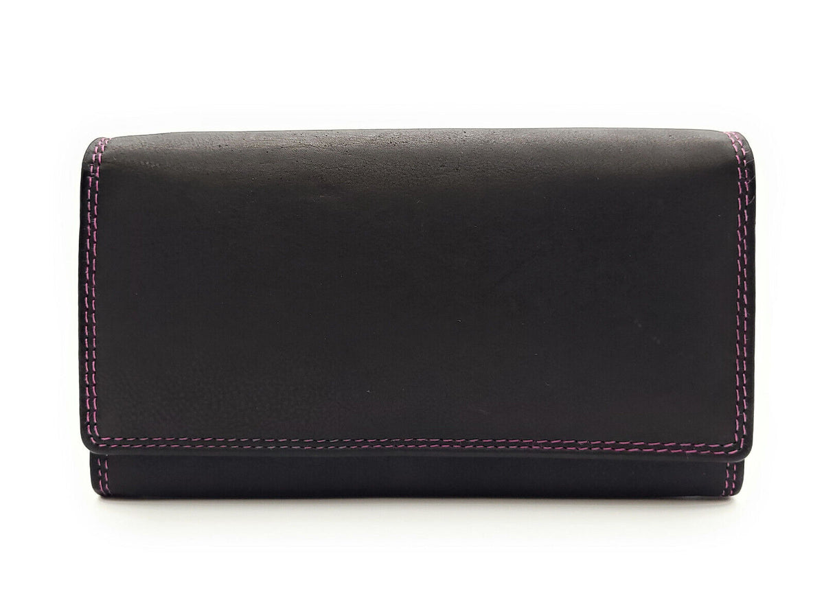 Jockey Club echt Leder Damen Geldbörse Portemonnaie mit RFID Schutz bicolor schwarz pink
