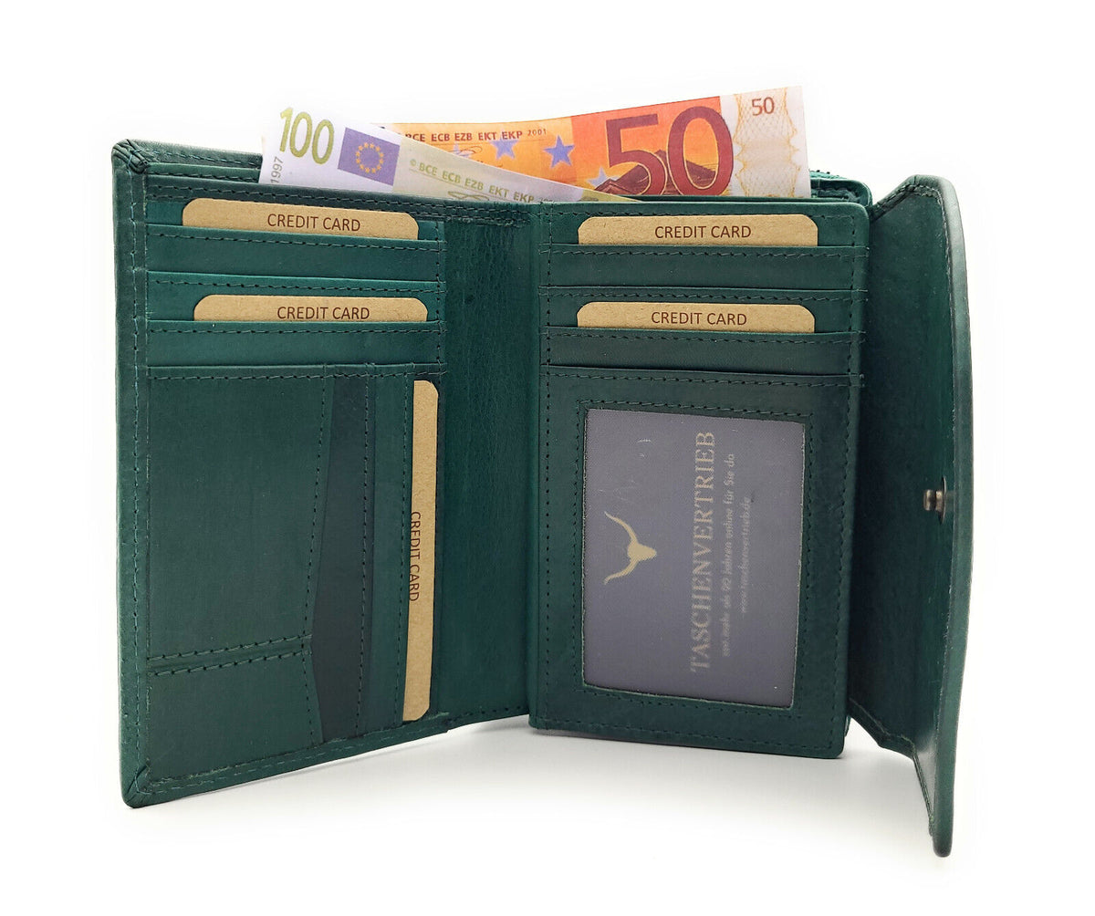 Jockey Club echt Leder Damen Geldbörse Portemonnaie Geldbeutel mit RFID Schutz petrol